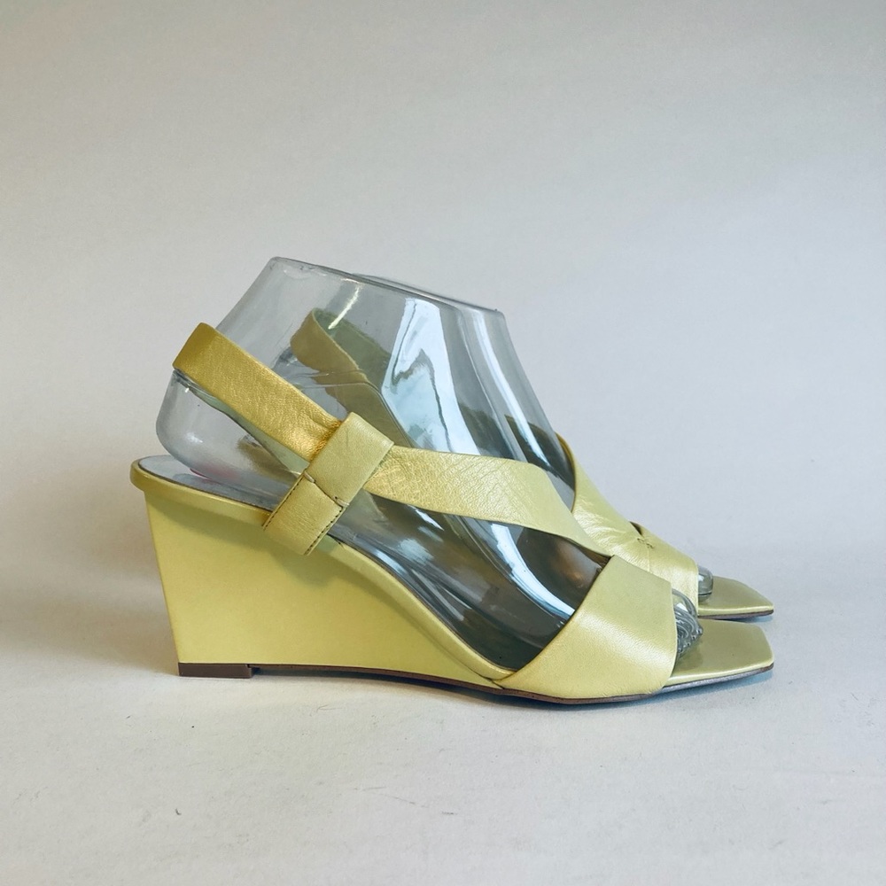 New Franco Sarto Green Square Toe Wedge Sandals size 7 - Picture 2 of 11